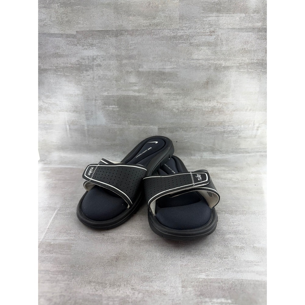 Nike Comfort Footbed Slides Black White Adjustable Strap 360883-011 Women Sz 8